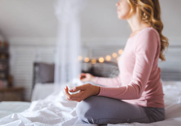 istock Yoga practice at home 1219783908