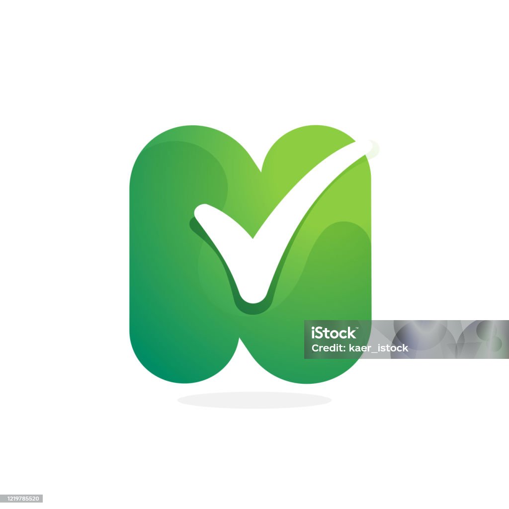 N Letter Green Logo With Check Mark Inside Stock Illustration ...