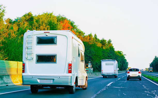 istock Camper rv in road in Slovenia 1219786180