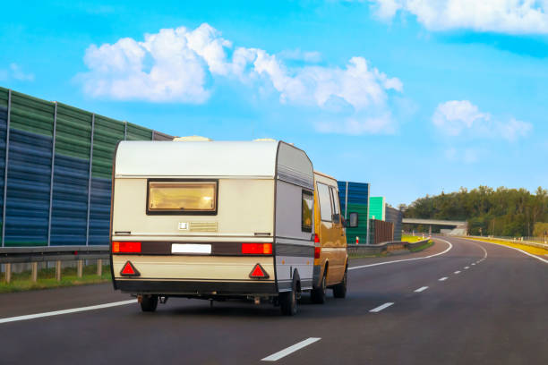 istock Caravan in road in Switzerland 1219786357