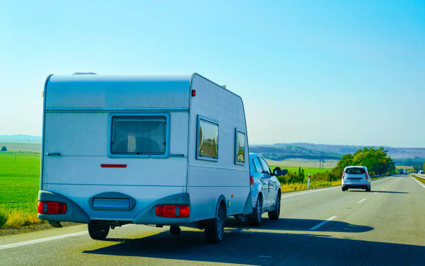 istock Camper rv on road in Slovenia 1219786443