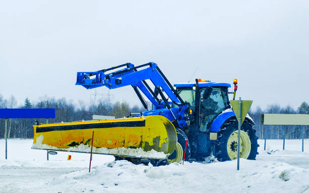 istock Snow removal car on road in winter Rovaniemi 1219787049