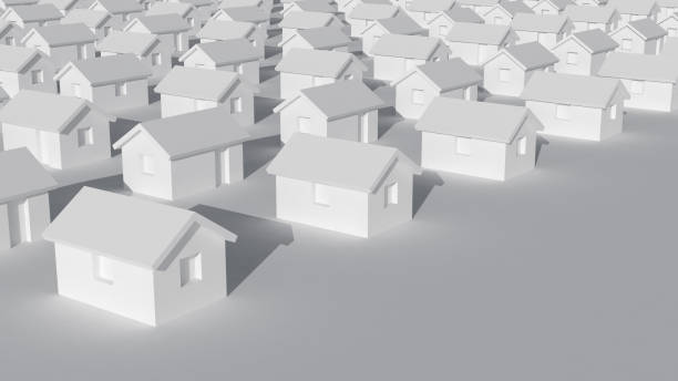 istock Small typical white rural houses standing on a flat ground 1219790350
