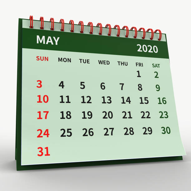 standing desk calendar maggio 2020, pagina colore - may calendar month three dimensional shape foto e immagini stock