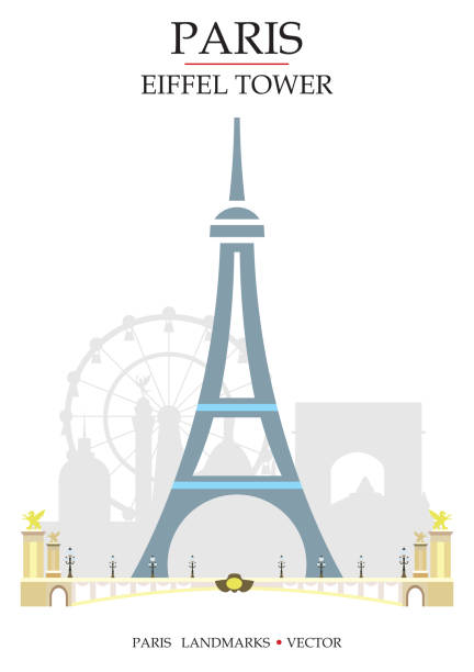 kolorowy punkt orientacyjny paryża 4 - paris france monument pattern city stock illustrations