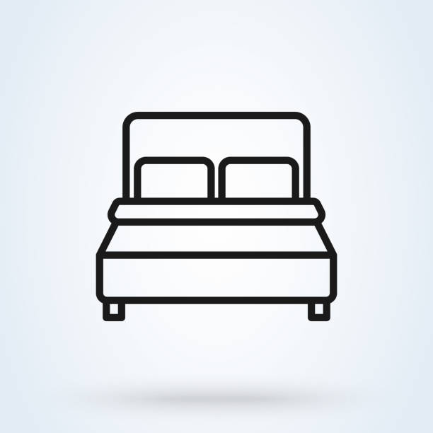ベッド枕の簡単なベクトル。線画スタイルアイコンのイラスト - pillow cushion isolated bedding点のイラスト素材／クリップアート素材／マンガ素材／アイコン素材