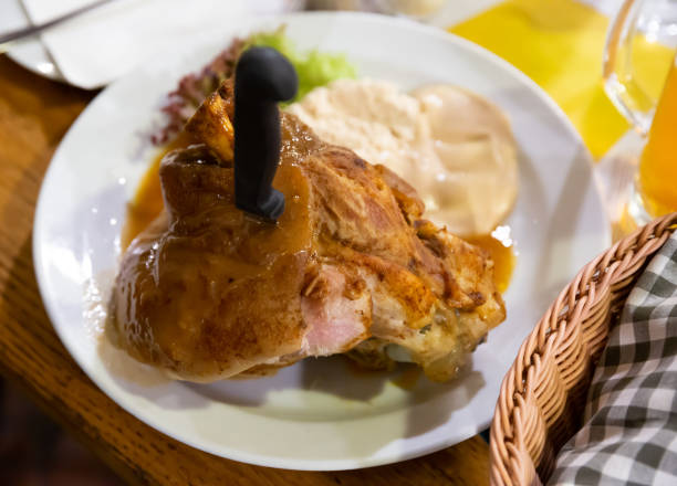 istock Pork knuckle with mustard, horseradish and bread 1219800651