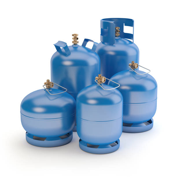 istock Blue gas tanks collection, 3D illustration 1219800869