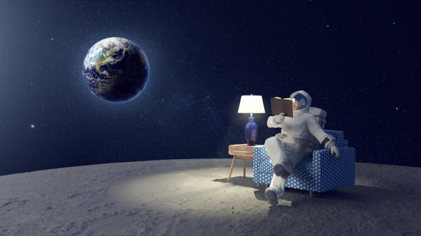 Social isolation concept on moon