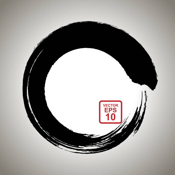 Sumi-e circle. Circular brush movement in the Eastern style of painting and calligraphy. Sumi-e circle. Circular brush movement in the Eastern style of painting and calligraphy. eps10 nirvana logo stock illustrations