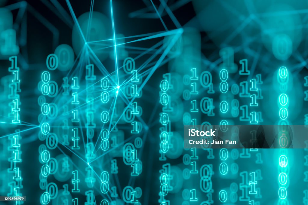 Digital Binary Data And Streaming Binary Code Background 3d Rendering ...
