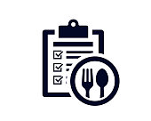 istock Document list with tick check marks on clipboard with fork and tablespoon utensils - vector 1219808483