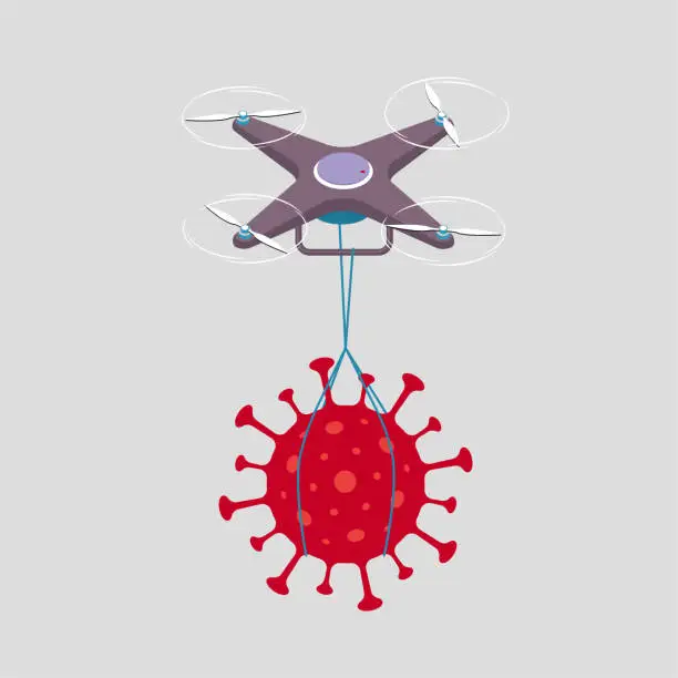 Vector illustration of COVID-19 struck,drone transport COVID-19.