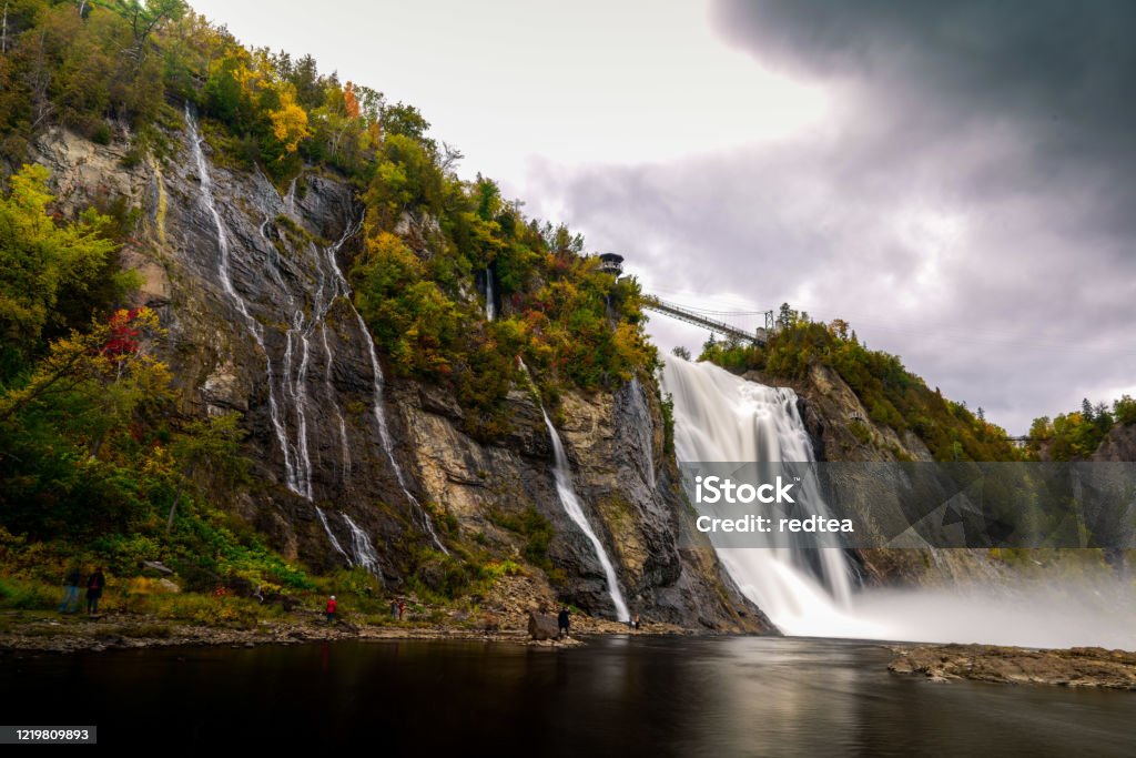 Montmorency Falls in autumn, Quebec, Canada Montmorency Falls Stock Photo