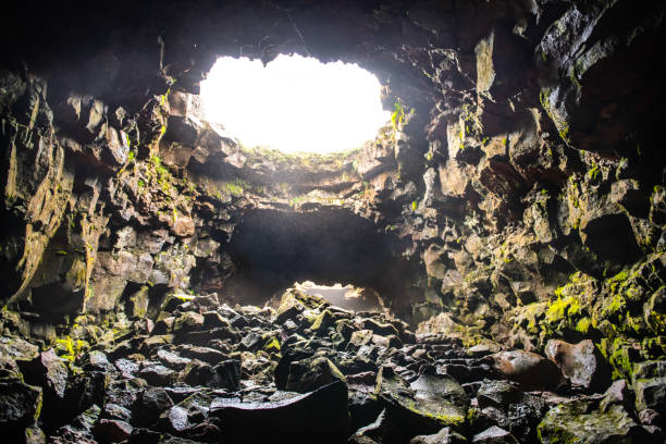 View from the iconic Yoda cave in South Iceland (Hjörleifshöfði).