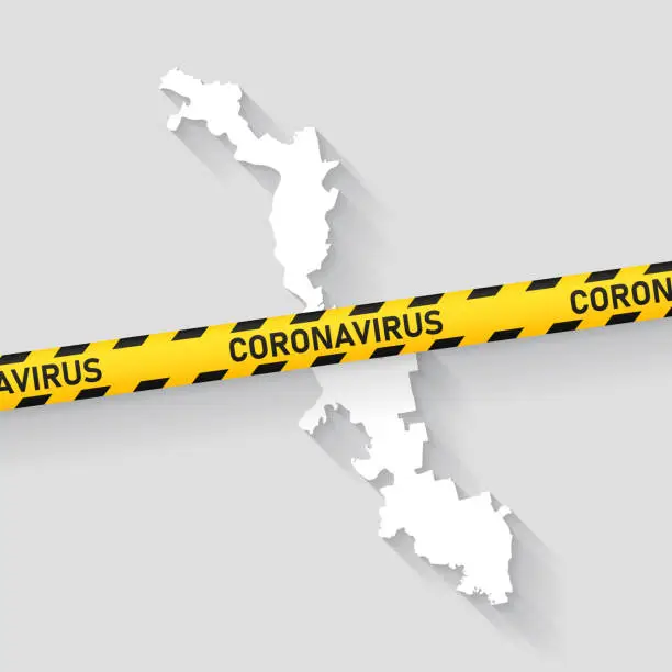 Vector illustration of Transnistria map with Coronavirus caution tape. Covid-19 outbreak