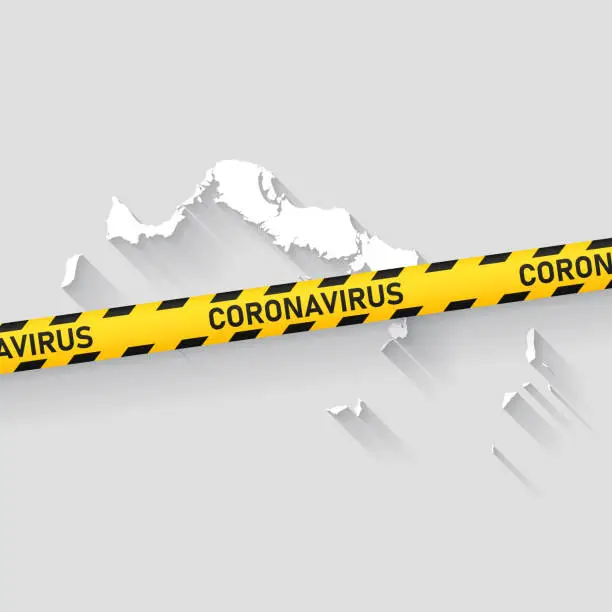 Vector illustration of Turks and Caicos Islands map with Coronavirus caution tape. Covid-19 outbreak