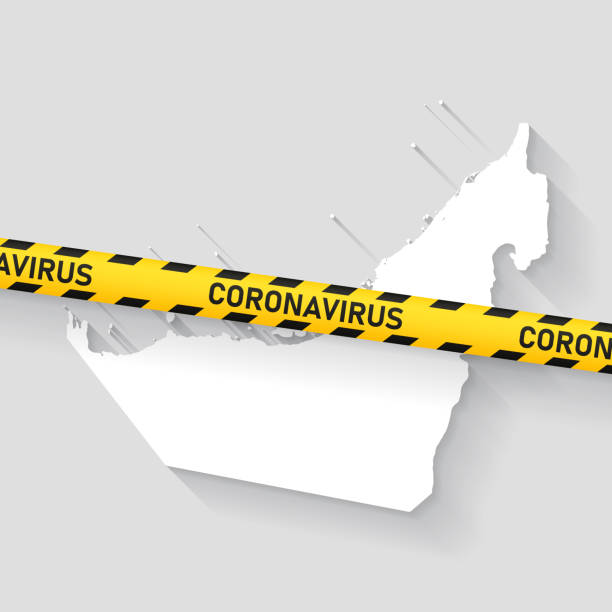 istock United Arab Emirates map with Coronavirus caution tape. Covid-19 outbreak 1219821307