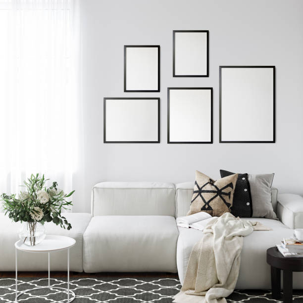 istock Frame mockup in scandinavian interior. Interior mockup. 3d rendering, 3d illustration 1219821522