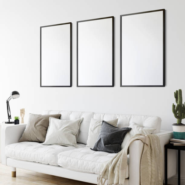 istock Frame mockup in scandinavian interior. Interior mockup. 3d rendering, 3d illustration 1219822088