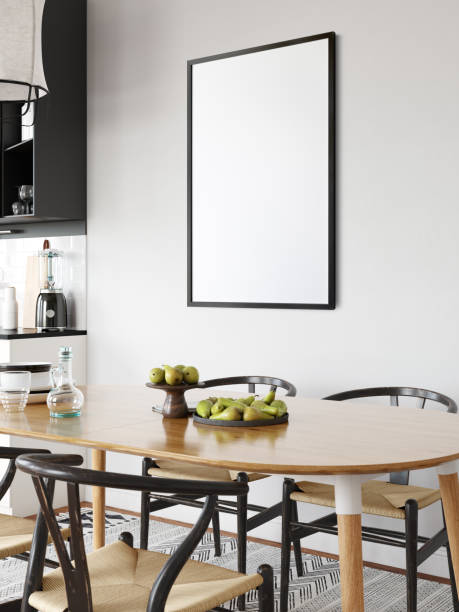 istock Frame mockup in scandinavian interior. Interior mockup. 3d rendering, 3d illustration 1219822125