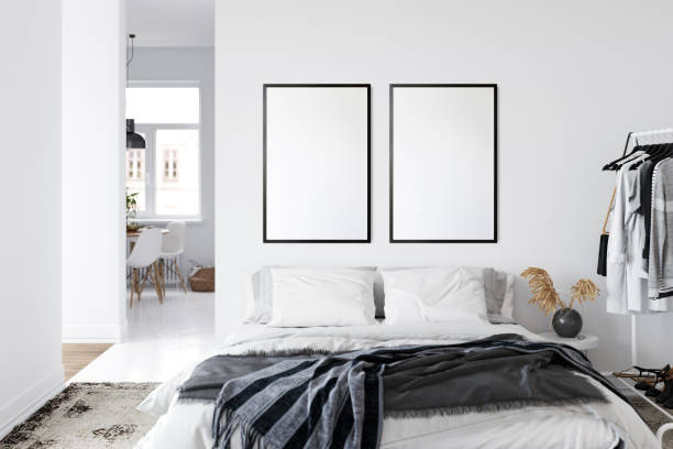istock Frame mockup in scandinavian interior. Interior mockup. 3d rendering, 3d illustration 1219822227