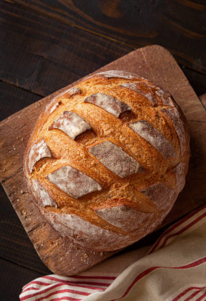 Overhead view of fresh baked harvest bread