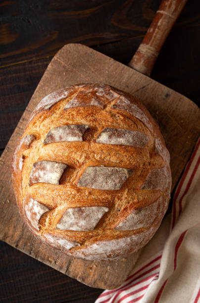 Overhead view of fresh baked harvest bread