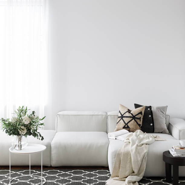 istock Wall mockup in scandinavian interior. Interior wall mockup. Wall art. 3d rendering, 3d illustration 1219822951