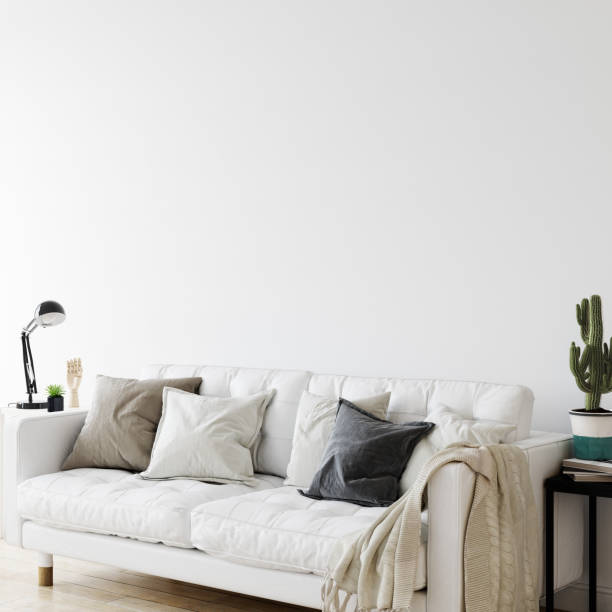 istock Wall mockup in scandinavian interior. Interior wall mockup. Wall art. 3d rendering, 3d illustration 1219823013