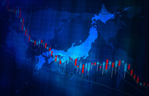 ilustrações de stock, clip art, desenhos animados e ícones de stock price decline graph map image blue color visual design - financial occupation graph chart blue