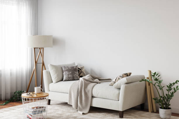 istock Wall mockup in scandinavian interior. Interior wall mockup. Wall art. 3d rendering, 3d illustration 1219823045