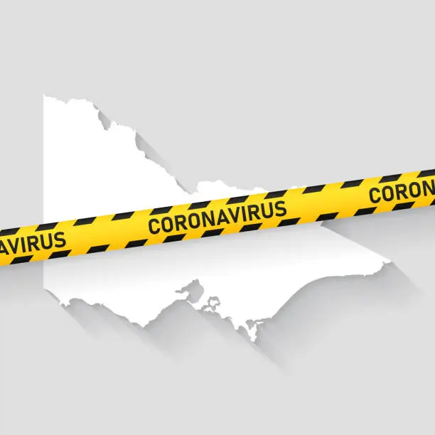 Vector illustration of Victoria map with Coronavirus caution tape. Covid-19 outbreak
