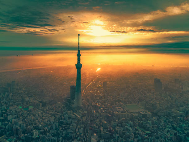 黎明時分東京的日出城市景觀 - 東京 日本 個照片及圖片檔