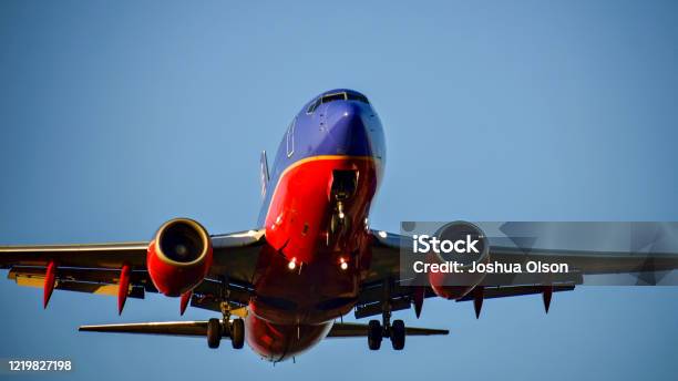 A Southwest Airlines B737 Taking Off Stock Photo - Download Image Now - Airplane, Airport, Austin - Texas