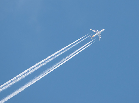 Cargo plane in clear skies in the United Kingdom