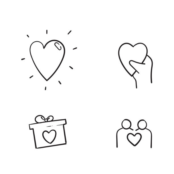 hand drawn Friendship and love line icons. Interaction, Mutual understanding and assistance business. Trust handshake, social responsibility icons. doodle hand drawn Friendship and love line icons. Interaction, Mutual understanding and assistance business. Trust handshake, social responsibility icons. doodle drawing activity stock illustrations
