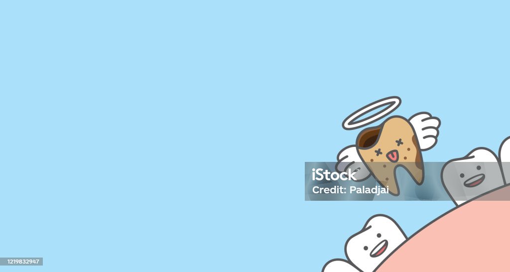 Banner Dead Decay Tooth Missing Go To Heaven Illustration Cartoon Character Vector Design On Blue Background Dental Care Concept Stock Illustration - Download Image Now - iStock Banner Dead Decay Tooth Missing Go To Heaven Illustration Cartoon Character Vector Design On Blue Background Dental Care Concept Stock Illustration - Download Image Now - iStock
