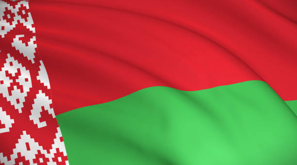Belarus National Flag (Belarusian flag) Waving background illustration. Highly detailed realistic 3D rendering belarus stock pictures, royalty-free photos & images