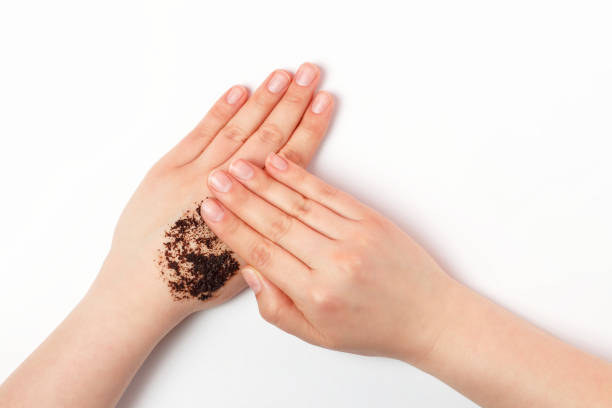istock Coffee scrub on woman's hand, the concept of natural cosmetics 1219840121
