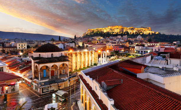istock Athens skyline with Acropolis at night, Greece 1219840549