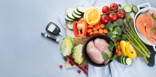 istock Low glycemic healthy foods for  diabetic diet. 1219841271