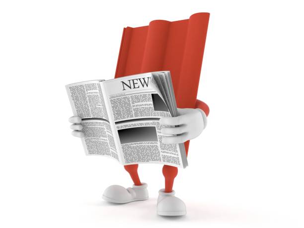 istock Roof tile character reading newspaper 1219842414