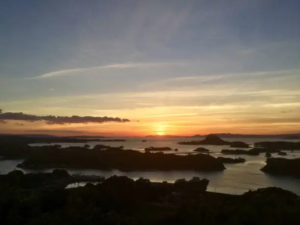 Sunset on the archipelago from Mount Takabuto