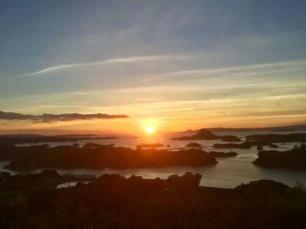 Sunset on the archipelago from Mount Takabuto