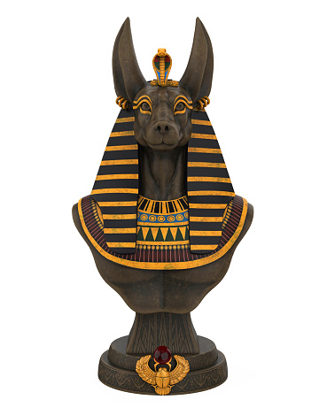 Egyptian Anubis Statue isolated on white background. 3D render