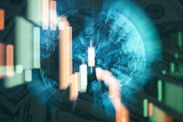 istock Earth connection and web concept.Businessman hand working on analyzing investment charts for Gold market, Forex market and Trading market. 1219844937