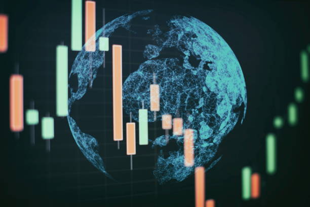 istock Earth connection and web concept.Businessman hand working on analyzing investment charts for Gold market, Forex market and Trading market. 1219845013