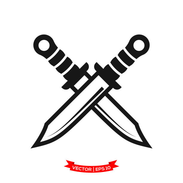 szablon logo wektora ikony noża, ikona wektora sztyletu - weapon dagger hunting hunter stock illustrations