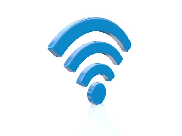istock 3D Render image of WiFi symbol in blue color standing vertically 1219847774